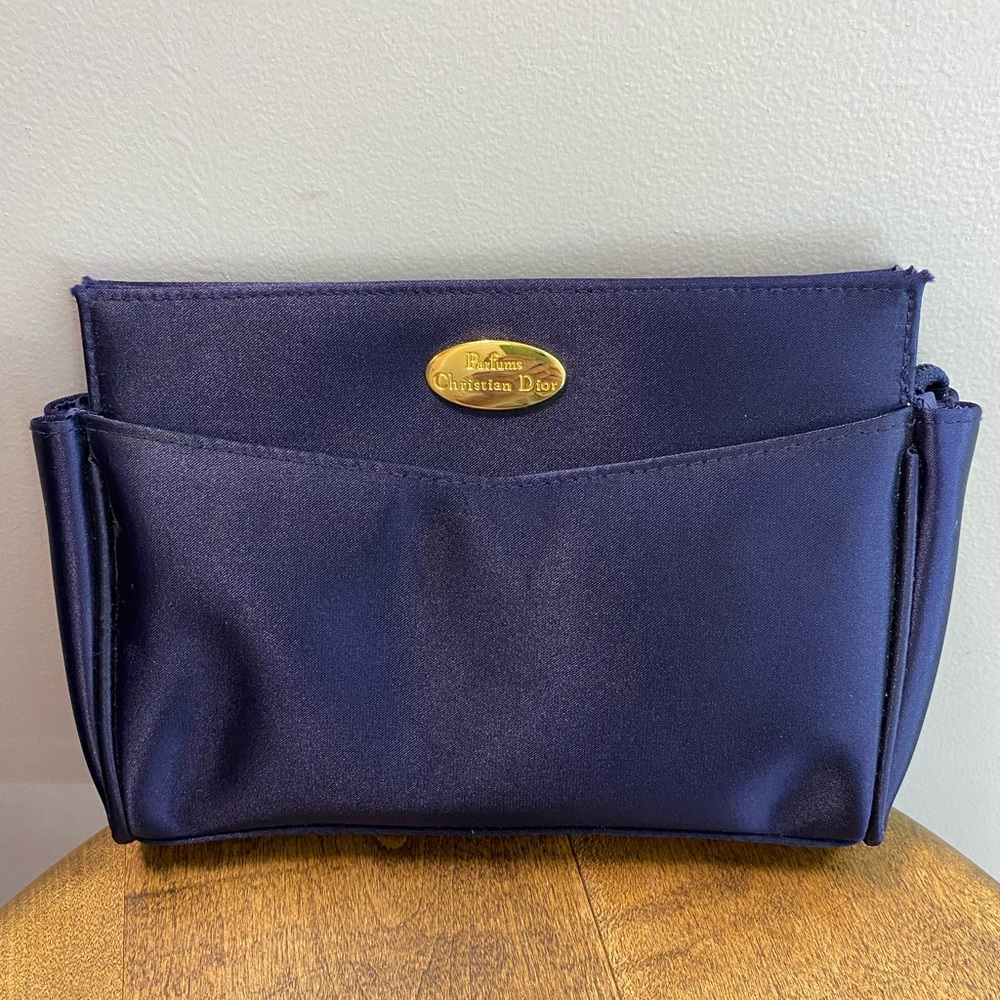 Christian Dior Vintage Midnight Blue Cosmetic Zipper Bag